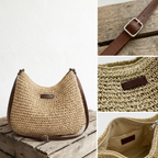 Women's Straw Hobo Bag, Woven Raffia Shoulder Bag – Slouchy Summer Handbag