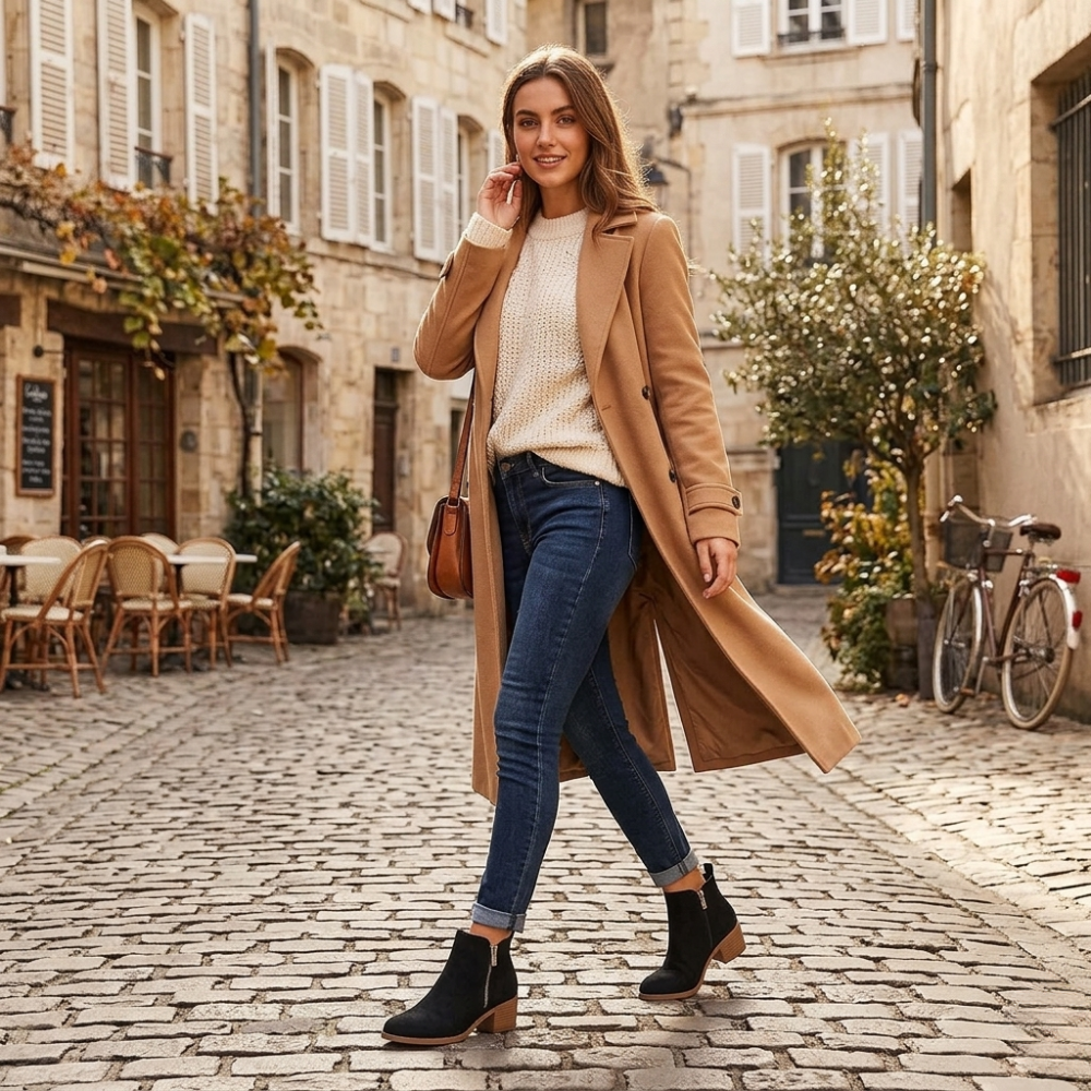 Stylish Ankle-Length Boots with Side Zipper Closure for Women