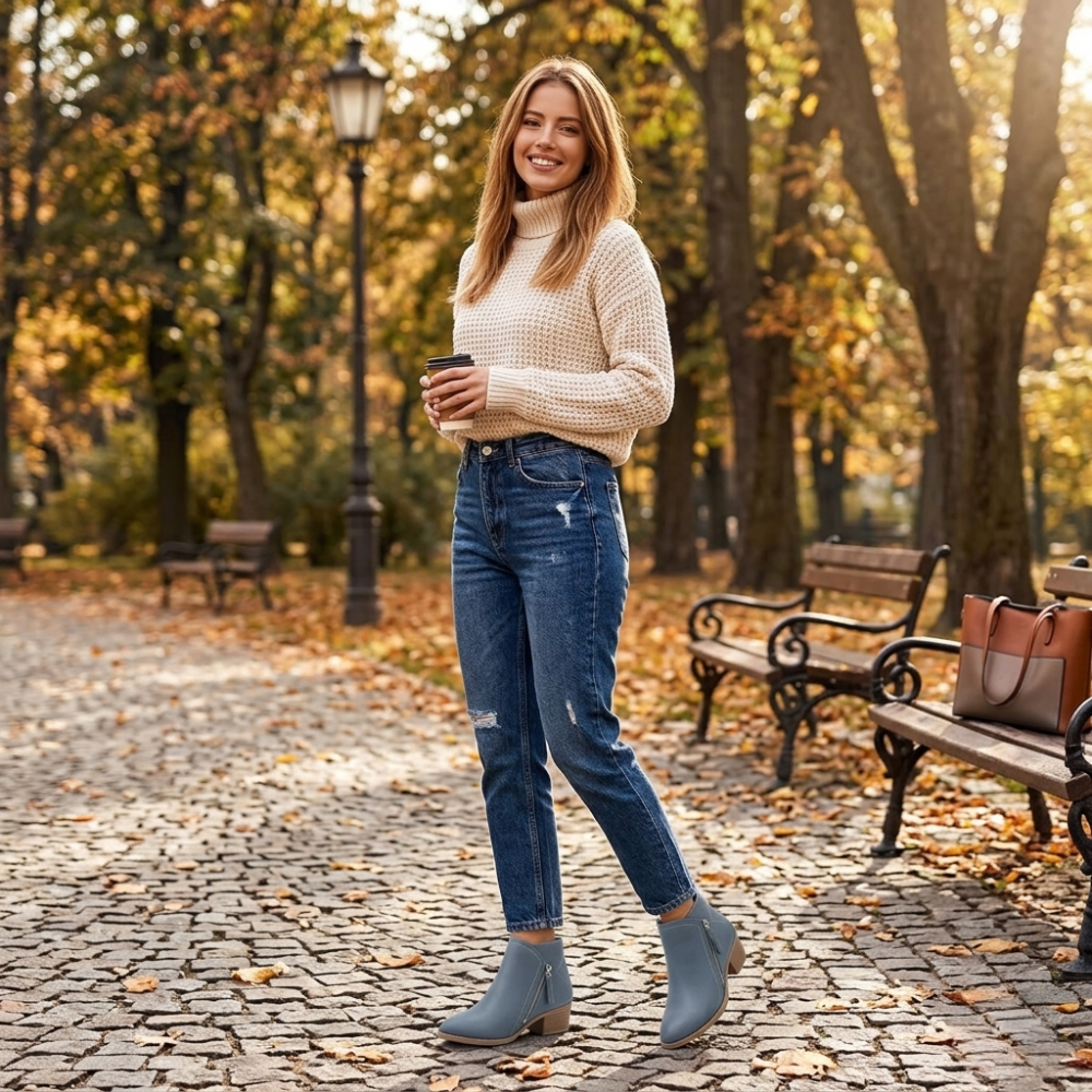 Stylish Ankle-Length Boots with Side Zipper Closure for Women