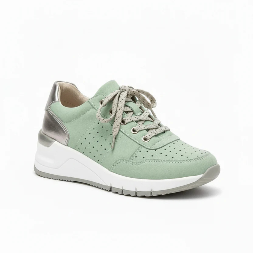 Women's lace up walking shoes with zip