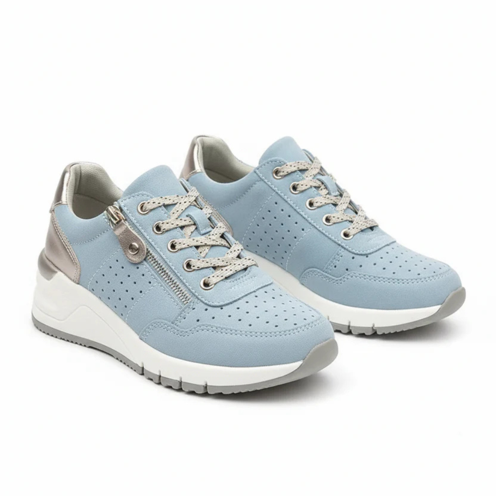 Women's lace up walking shoes with zip