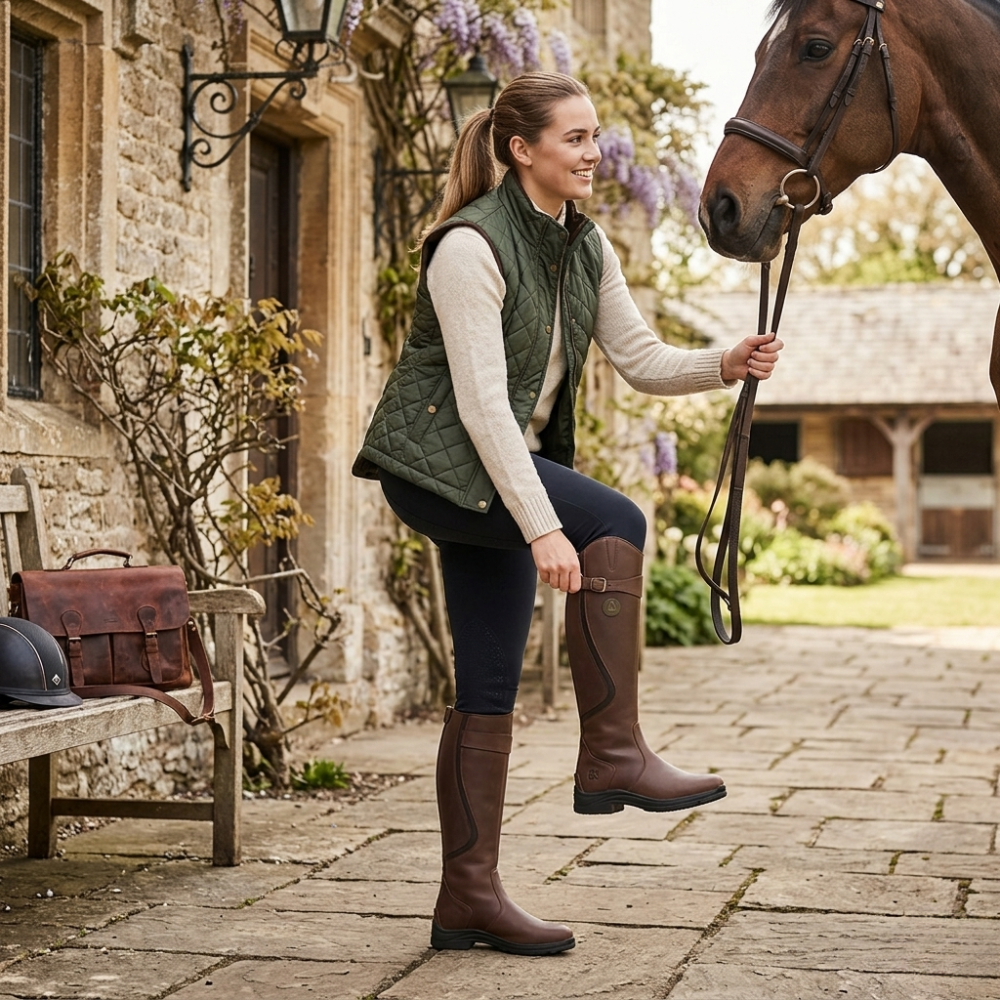 Women’s Waterproof Leather Winter Riding Boots