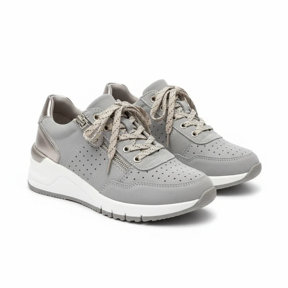 Women's lace up walking shoes with zip