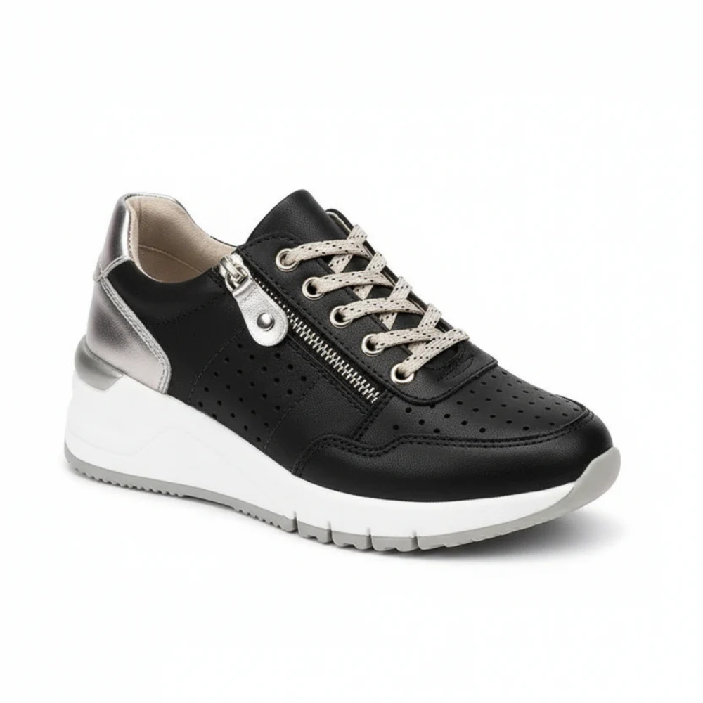 Women's lace up walking shoes with zip
