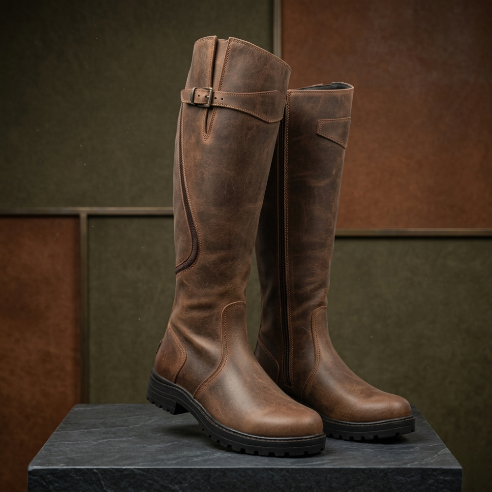 Women’s Waterproof Leather Winter Riding Boots