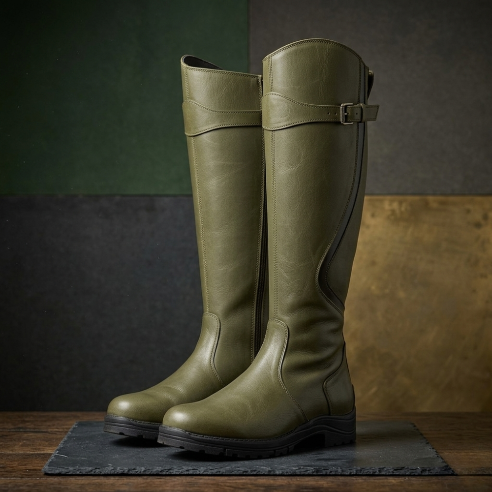 Women’s Waterproof Leather Winter Riding Boots