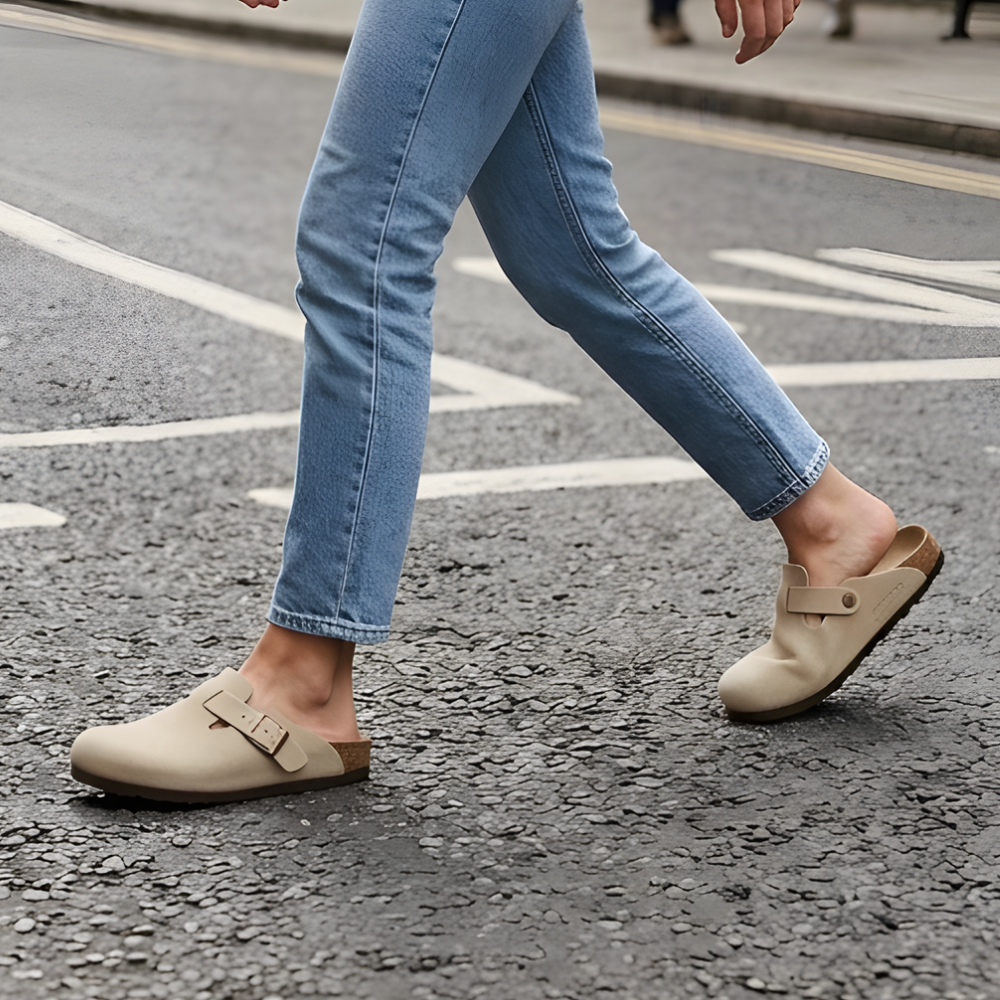 Womens Elegant Clogs with side buckle, smart sandles