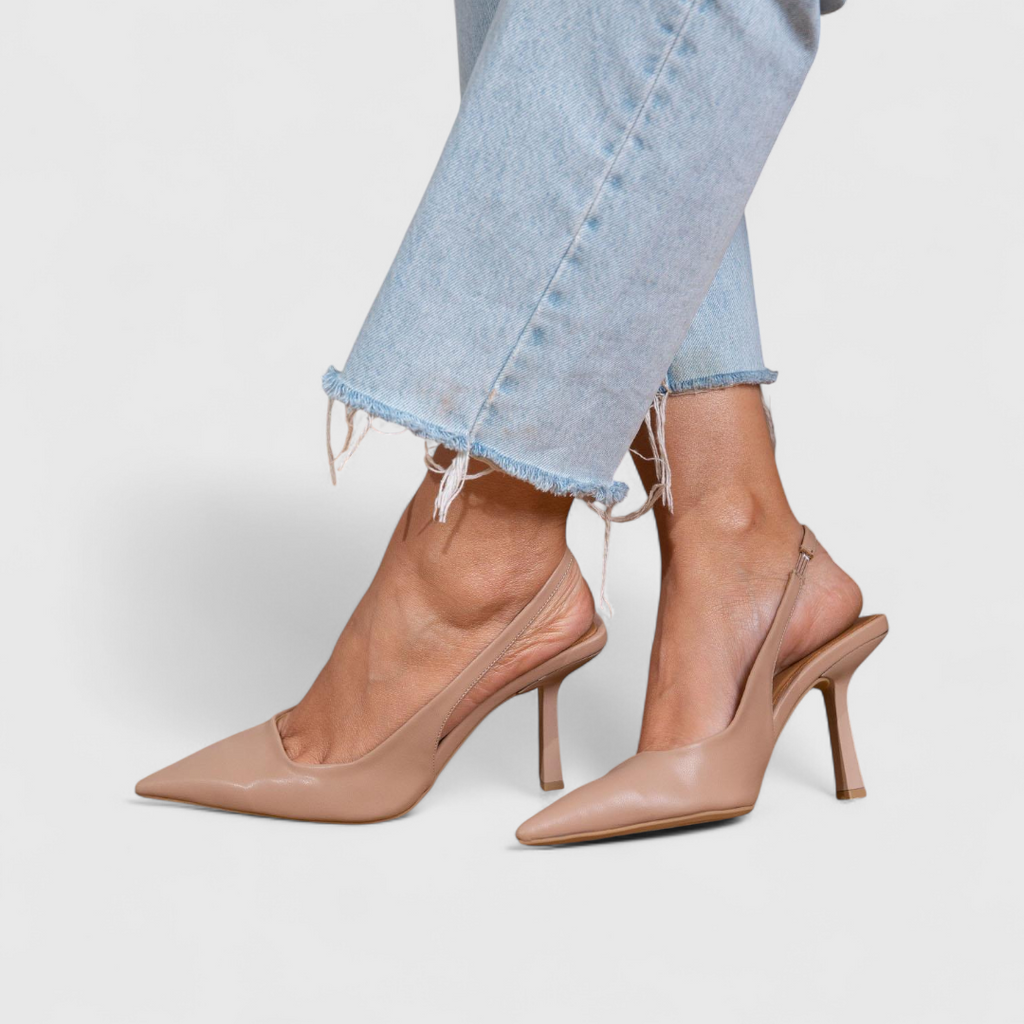 Women's Orthopedic Slingback Heels, Pointed Toe Stiletto Pumps – Nude