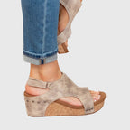 Women's Orthopedic Sandals, Cork Wedge Platform Slingback – Open Toe Suede